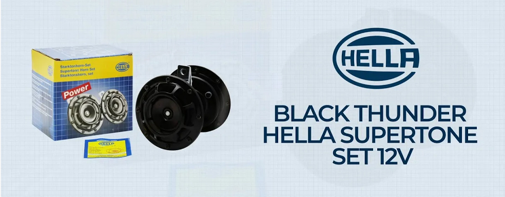HELLA Electric Horn Black Thunder Super Tone Set 12V 329300111